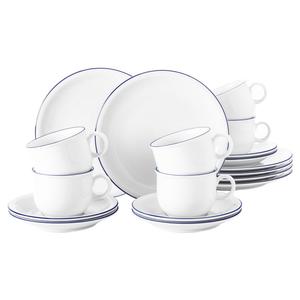 Компактный кофейный сервиз с синей окантовкой, бело-синий, набор из 18 предметов Seltmann Weiden, белый/синий