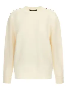 Шерстяной свитер с декоративными пуговицами Roberto Cavalli, нейтральный