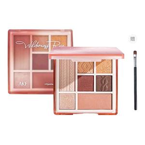 Палитра теней для век 7 цветов, легко растушевывается, велюровый шиммер, естественные, устойчивые к размазыванию, не переходят на кожу, 9 г, кисть в подарок AKF