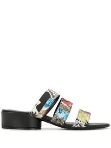 Сандалии с цветочным принтом Ferragamo, черный