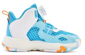 Амортизирующие износостойкие баскетбольные кроссовки с низким верхом для детей QIAODAN, темный небесно-голубой, возраст 3-7 лет