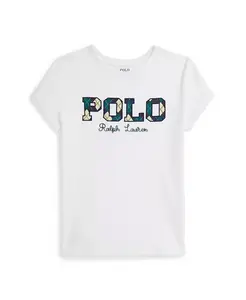Футболка с логотипом для девочек 7-16 лет с короткими рукавами Polo Ralph Lauren, белый