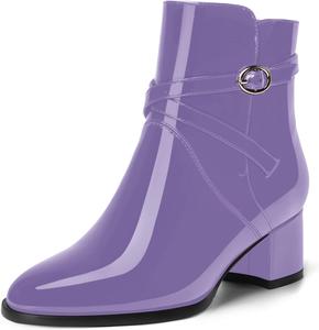 Женские ботильоны MOVINSTEPS для свиданий, с застежкой-баклей, регулируемым ремешком на щиколотку, круглым носком, массивным низким каблуком, высотой до щиколотки, каблук 2 дюйма, для холодной погоды, Lavender