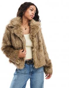 Короткая куртка из искусственного меха Brave Soul светло-коричневого цвета