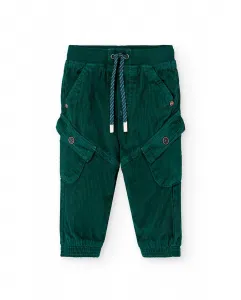 Детские вельветовые карго-штаны с эластичным поясом Boboli, зеленый