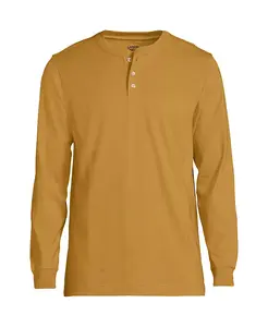 Футболка с длинным рукавом Henley Big & Tall Super-T Lands' End, серый