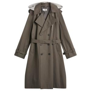 Тренч со съемным капюшоном Mm6 Maison Margiela, серый