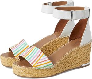Сандалии Franco Sarto Clemens Raffia Espadrille Wedge Heel Sandals, цвет White Rainbow Stripe