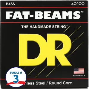 D.R Strings Струны DR Strings FB-40 Fat-Beams из нержавеющей стали для бас-гитары (набор из 3 шт.) - .040-.100