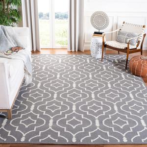 Ковер SAFAVIEH, 305 x 427 см, Dhurries Collection Grey/Ivory DHU637B ручной работы плоского плетения из премиальной шерсти