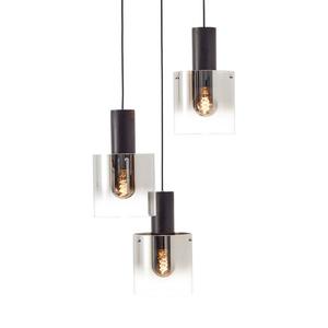 Подвесной светильник Brilliant Alesund Rund, алюминий / дымчатое стекло - черный - 3-х ламповый