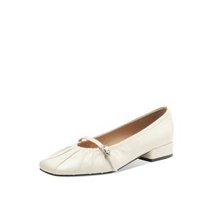 Туфли Мэри Джейн на массивном каблуке для женщин Rosa Bianca, Ecru (Sheepskin Lining)