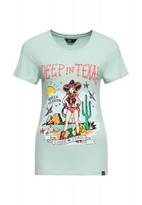 Футболка с ретро-принтом спереди Deep In Texas QUEEN KEROSIN, мятный