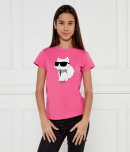 Футболка женская Karl Lagerfeld Kids с принтом кошки, розовый