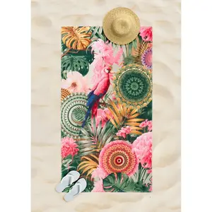 Модное пляжное полотенце Palay, хлопок, махровый велюр, 100x180, мягкое, мандала Hip, зеленый