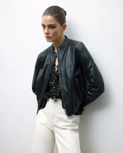 Женская кожаная байкерская куртка Tintoretto, черный