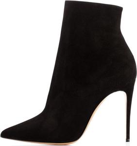 Женские ботильоны Eldof на высоком каблуке | Туфли-лодочки с острым носком 10 см | Женская модная обувь на высоком каблуке, Black Suede