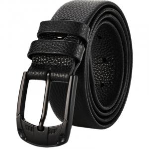Кожаный ремень из коровьей кожи унисекс 3,5 см WARRIOR, черный