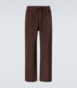 Широкие брюки из шелка Saman Amel, коричневый