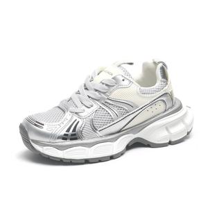 Женские кроссовки с низким верхом, увеличивающие рост, износостойкие, дышащие, нескользящие, серебристые O.L, Silver