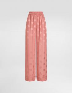 Пижамные брюки из шелкового атласного жаккарда с логотипом dg по всей поверхности Dolce & Gabbana, розовый