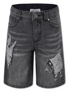 Джинсовые шорты с графичным принтом Stella McCartney Kids, серый