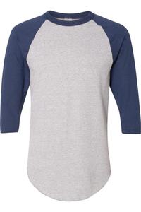 Бейсбольная майка Augusta Sportswear с рукавом реглан три четверти, цвет athletic heather/ navy