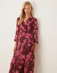 Платье макси Hope & Ivy с запахом спереди, бордового и розового цветов
