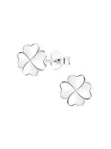 Alexander York Серьги в виде клеверного листа, серьги-гвоздики из серебра 925 пробы, комплект из 2 штук
