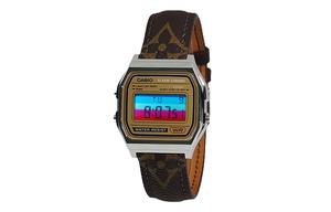 CASIO Часы Retrofit Series Electronic Movement Genuine Leather Strap Watch Unisex Gold Dial