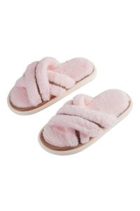 Пушистые тапочки с открытым носком из ЭВА, домашняя обувь H&O Direct, розовый