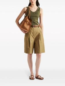 Prada топ в рубчик с логотипом, зеленый