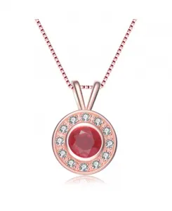 Современный кулон из стерлингового серебра с круглым оправой из кубического циркония Genevive, pink