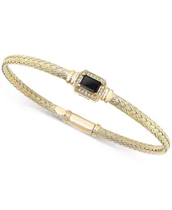 Браслет из плетеного серебра 14 карат с гранатом и белым топазом (1/5 карата) (также с цитрином, швейцарским голубым топазом, морганитом, аметистом, перидотом и ониксом) Macy'S, onyx