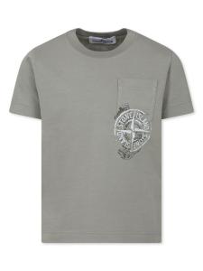 Футболка с принтом компаса Stone Island Junior, зеленый