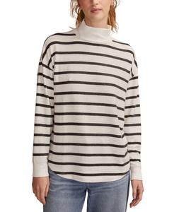 Женская блузка с высоким воротником Облако Lucky Brand, Black And Cream Stripe
