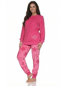 NORMANN Пижама из махровой ткани с длинными рукавами, манжетами и звездочками розового цвета