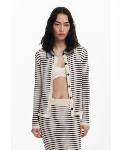 Женский свитер-поло с воротником-стойкой и пуговицами Desigual, Medium beige