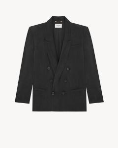 Жакет из шелкового хаботай Saint Laurent, черный