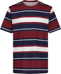 Футболка Tommy Hilfiger Boys с короткими рукавами, полосатой отделкой и круглым вырезом, мягкая, удобная, свободного кроя, Major Syrah