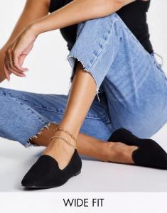 Черные широкие балетки ASOS Lakeside
