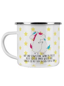 Эмалированная кружка для кемпинга с изображением обнимающихся единорогов, написанная белым цветом Mr. & Mrs. Panda