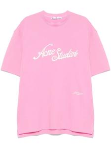Футболка с вышитым логотипом Acne Studios, розовый