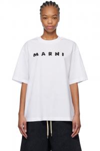 Футболка с логотипом в стиле скетча Marni, белый