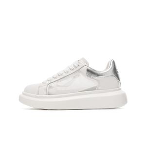 EBLAN Женские низкие скейтерские кроссовки бело-серебристые, цвет White Silver