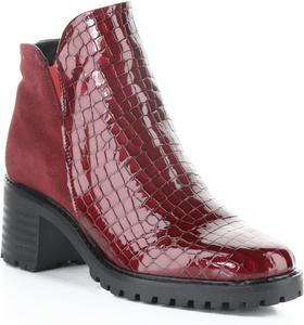 Ботинки Bos. & Co. Crocco с боковой молнией из замши/кроко - Inara, Red/Sangria