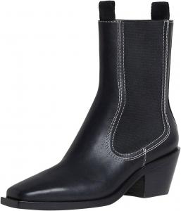 Женские ботильоны FOWT на платформе с квадратным носком и высокой голенью, массивным средним каблуком, короткие ботинки, удобно надевать, повседневная обувь для улицы, размеры 4-16 US, Black