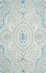 Ковер SAFAVIEH, 61 x 92 см, Wyndham Collection, Blue & Ivory, ручной работы из современной шерсти, идеально для помещений с высокой проходимостью: прихожая, гостиная, спальня (WYD372A)
