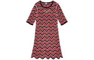 Волнистое детализированное мини-платье с элементами вязания крючком GANNI, красный