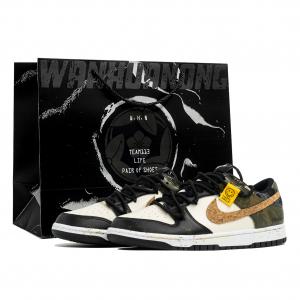 Nike Dunk Wild Time, Kaleidoscope Shopping Bag, износостойкие низкие скейтбордные кроссовки унисекс, черный, белый, зеленые